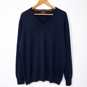 Brooks Brothers 100 Merino Wool Navy V Neck Sweater XXL Classic Pullover